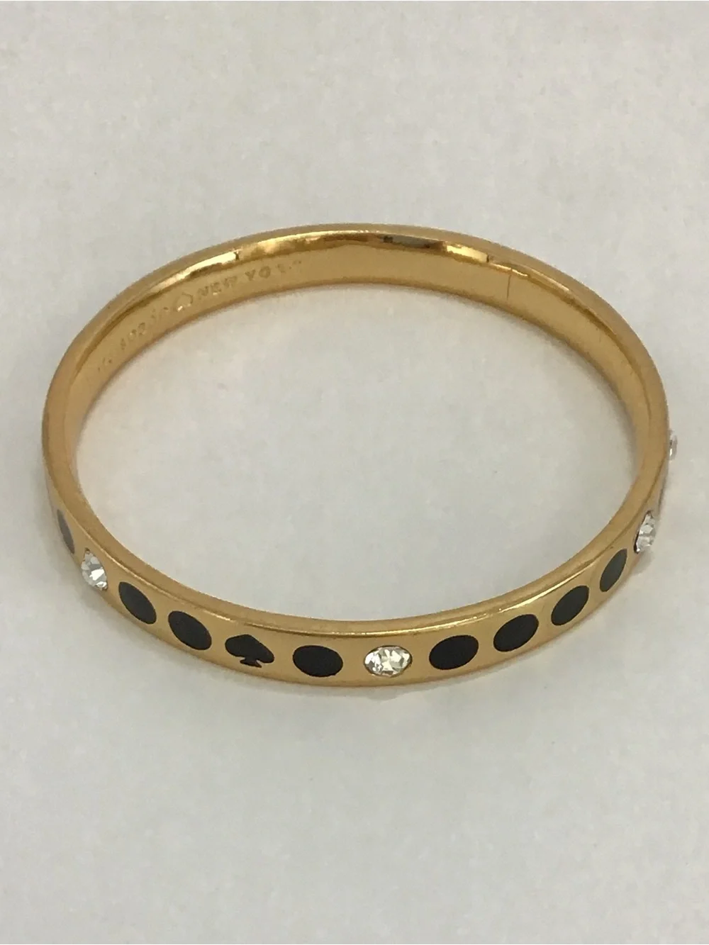 kate spade Gold-Tone Bangle with Black Enamel and Clear Crystals - Picture 2 of 5